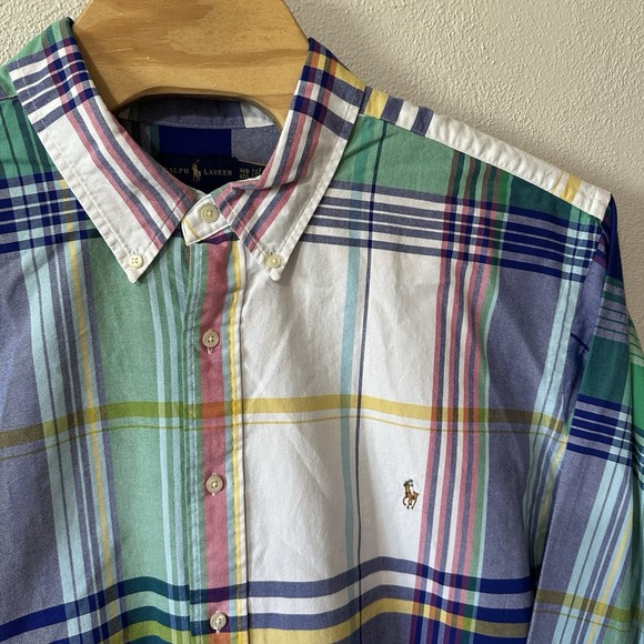 NEW Ralph Lauren Mens 4XB Multicolor Plaid Oxford Long Sleeve Button Down Shirt - Picture 1 of 6